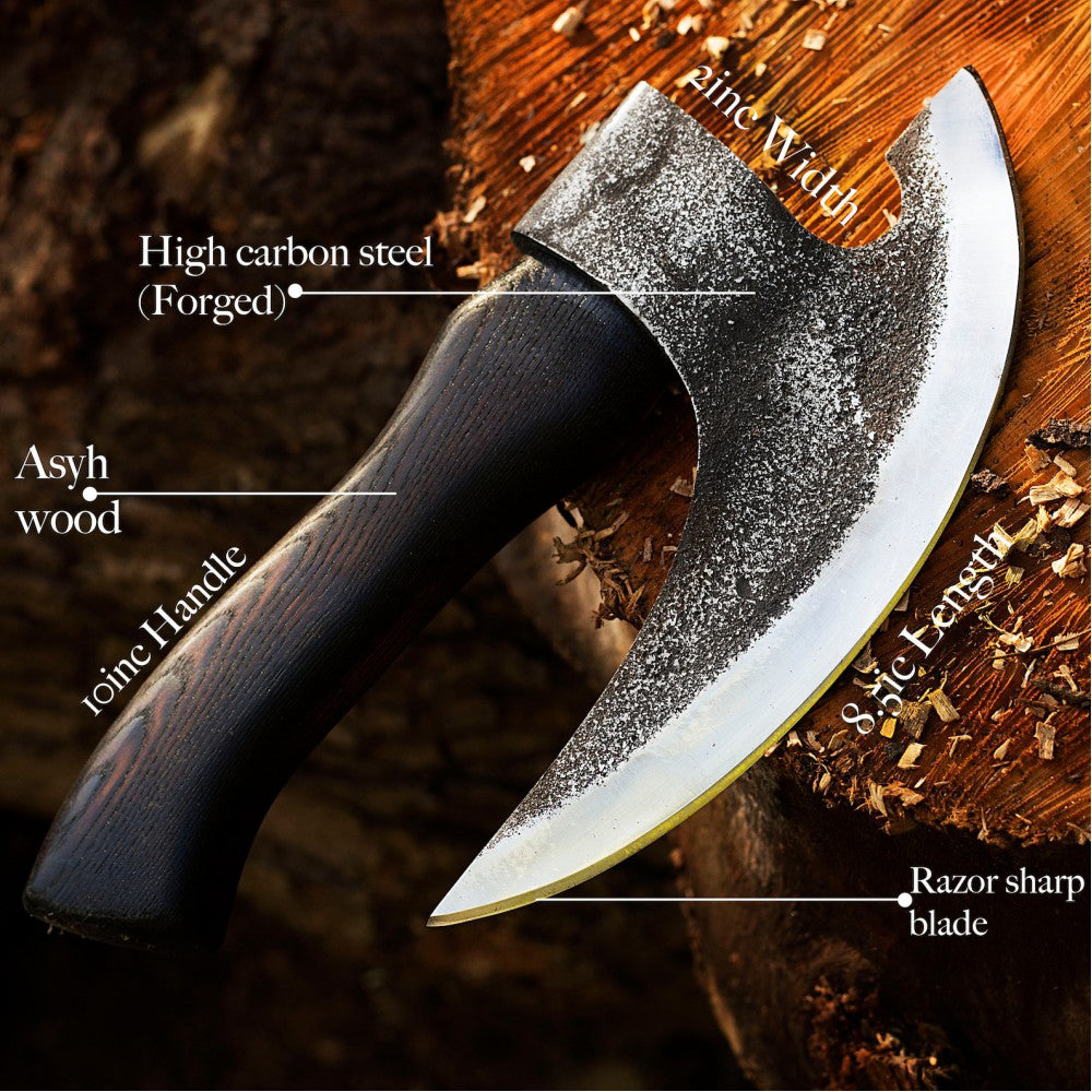 High Carbon Steel Pizza Axe with Leather Sheath